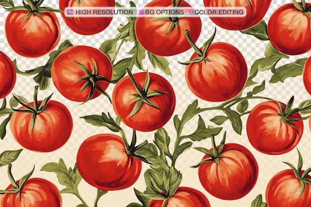 Bezszwy kwiatowy wzór z żywymi ilustracjami pomidorów