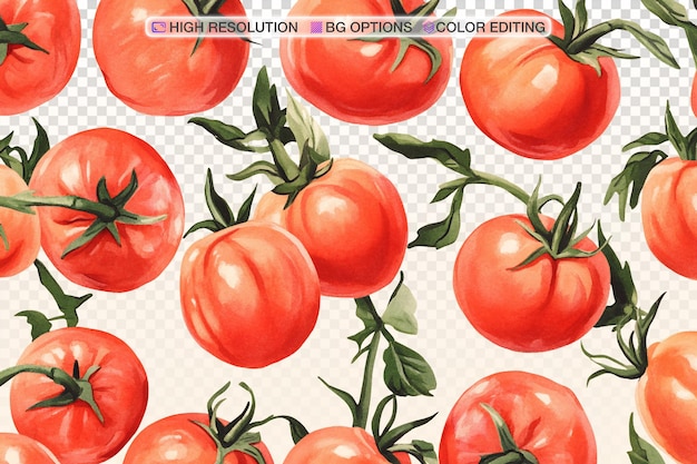 Bezszwy kwiatowy wzór z żywymi ilustracjami pomidorów