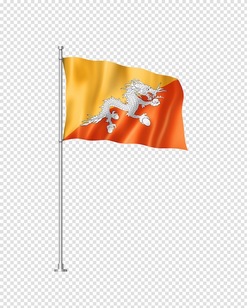 Bhutan flag 3D illustration isolated on white