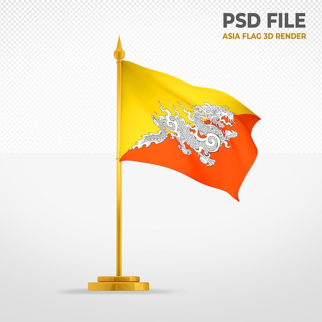 PSD bhutan flag 3d style