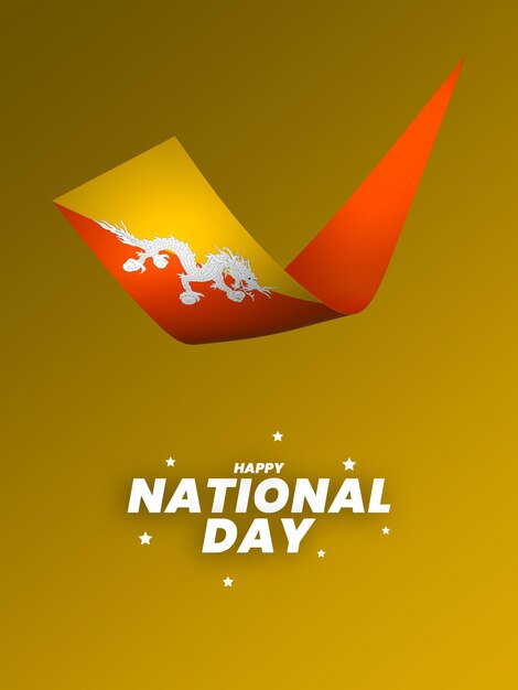 PSD bhutan flag element design national independence day banner ribbon psd