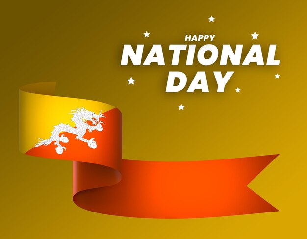 PSD bhutan flag element design national independence day banner ribbon psd