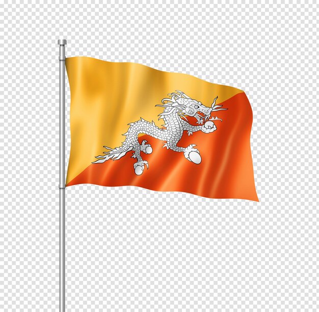 Bhutan flag isolated on white