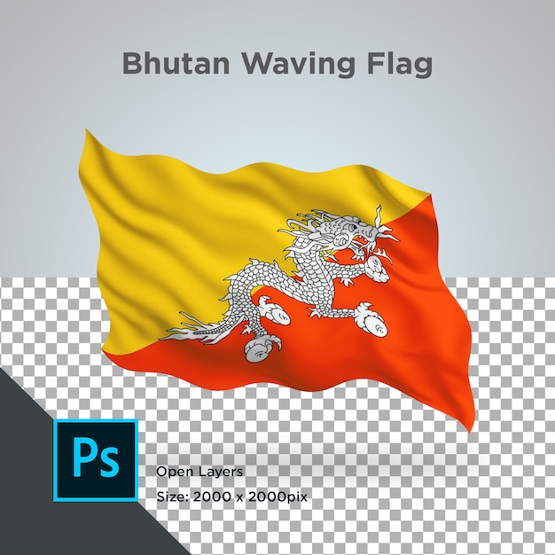 PSD bhutan flag wave transparent psd