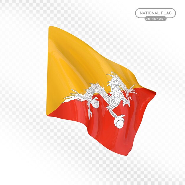 Bhutan National Flag 3D Render