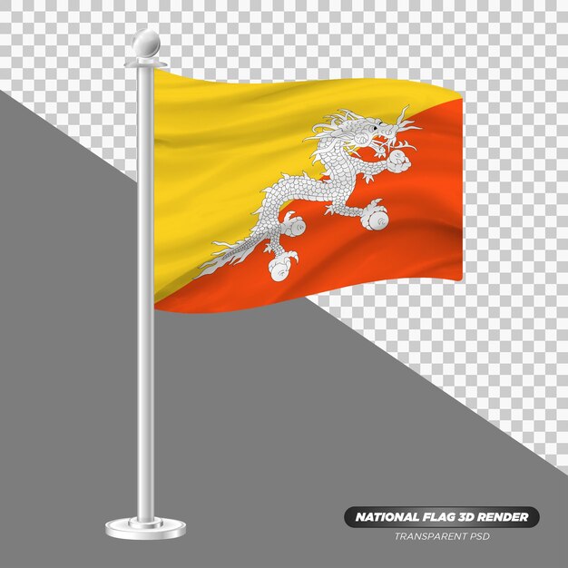 ブータン国旗 3Dレンダリング