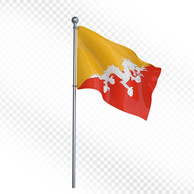 Bhutanese Flag Waving in the Wind