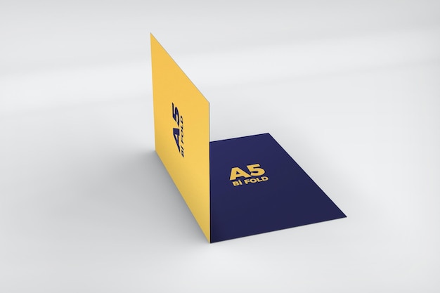 PSD bi-fold a5 brochure mockup isolated 2