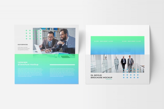 PSD bi-fold brochure mockup