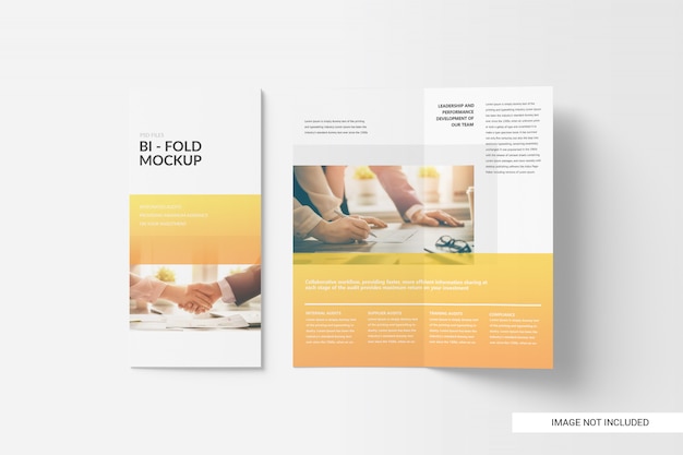 PSD bi-fold brochure mockup