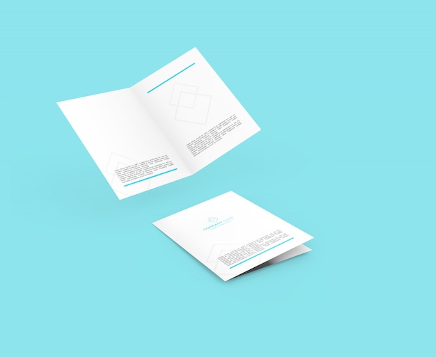 Bi-fold flying brochure mockup psd