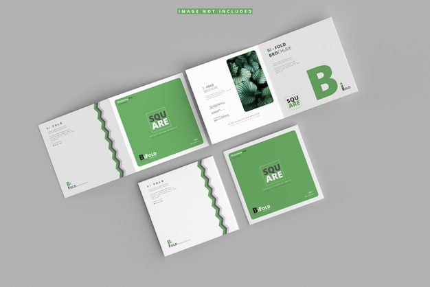 Bi-fold square brochure mockup