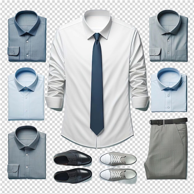 PSD biała koszula z niebieską krawatem i biała koszulka z niebieskim krawatem