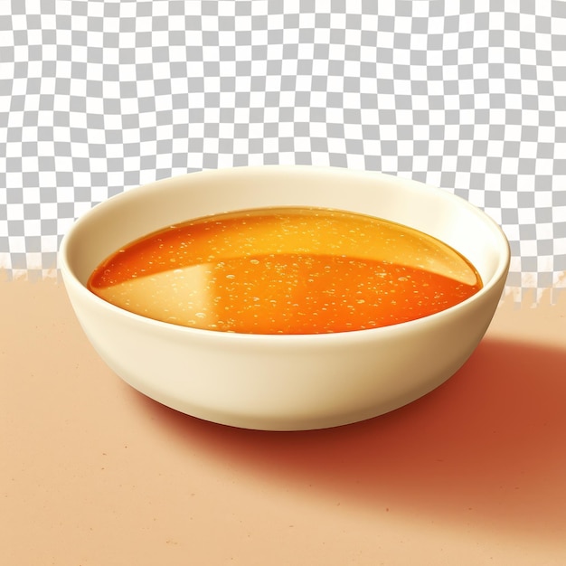 Biała Miska Wypełniona Pomarańczową Zupą Na Przezroczystym Tle