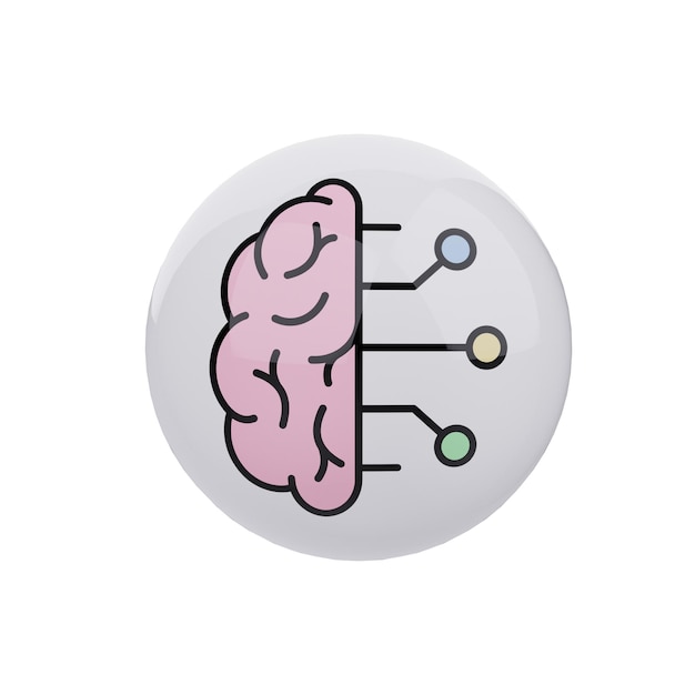 Biała pęcherzykowa ikona AI Brain Circuit