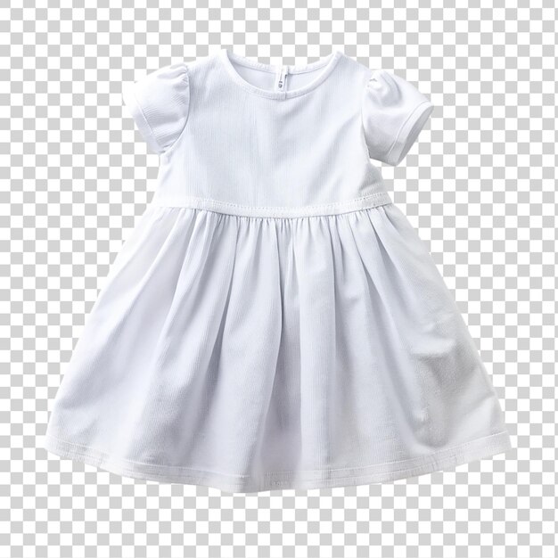 PSD biała sukienka dla niemowląt izolowana na przezroczystym tle