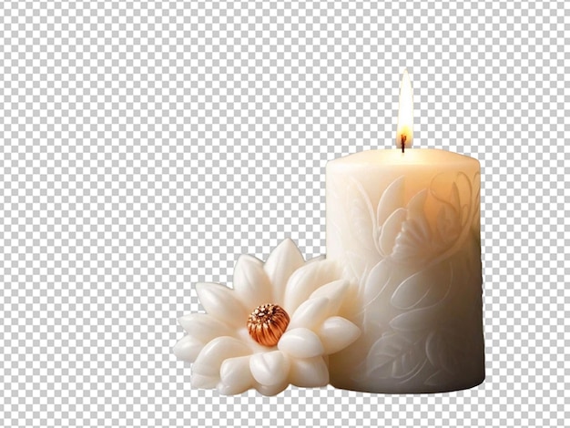 PSD biała świeca dekoracyjna z kwiatem