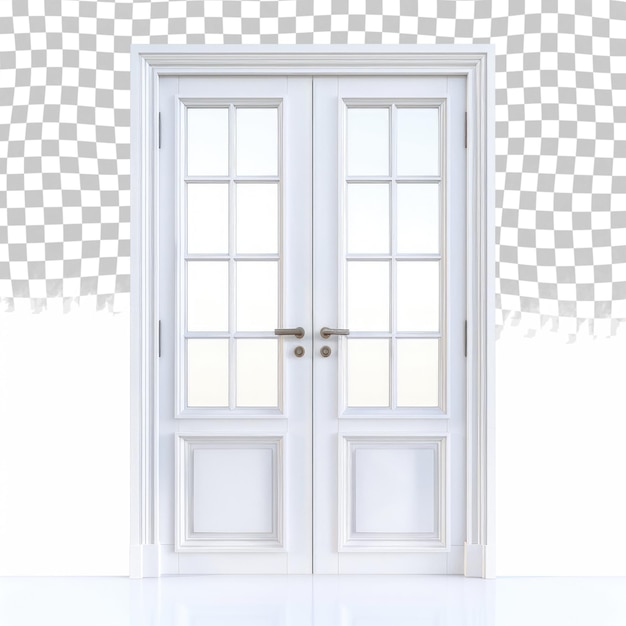 PSD białe drzwi z oknami i białe drzwi ze słowem otwarte na nim