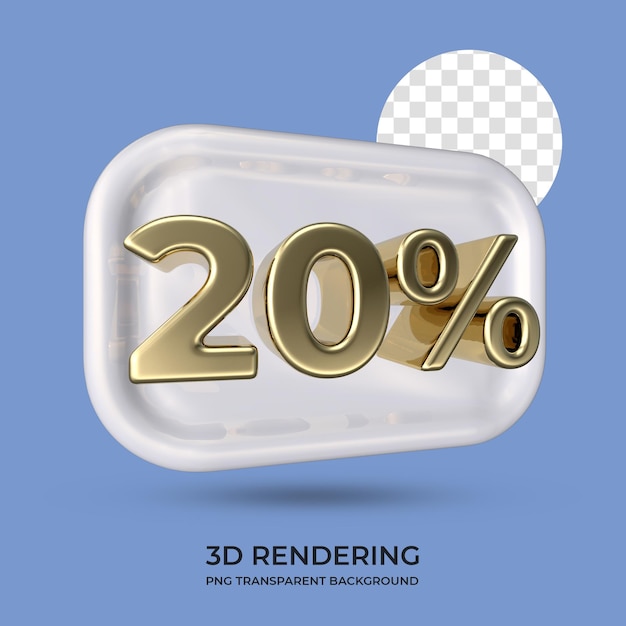 PSD białe pudełko z 20-procentowym renderowaniem 3d przezroczystym tłem