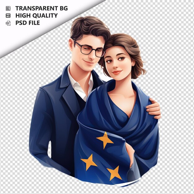 PSD białe tło w stylu european couple flat icon