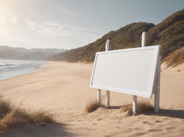 Biały billboard na plaży