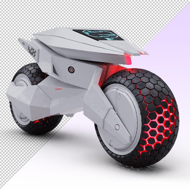 PSD biały futurystyczny motocykl robot