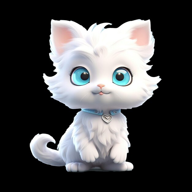 PSD biały kotek ładny kotek w stylu kawaii ai wygenerował obraz ilustracja kreskówka