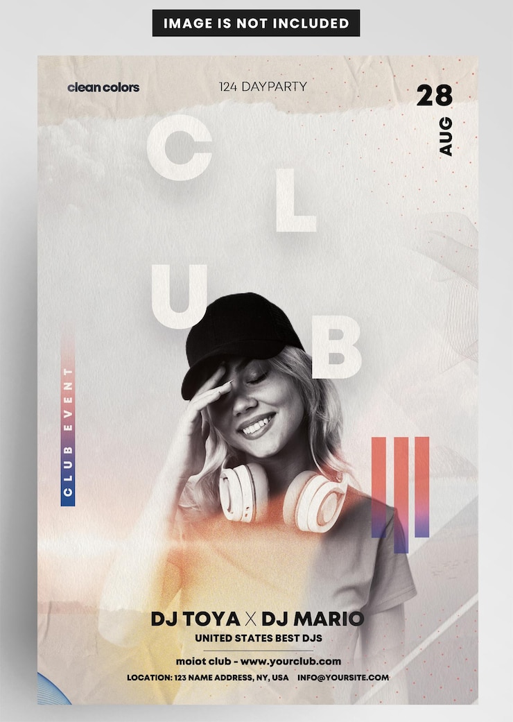 PSD biały minimal party concert flyer szablon