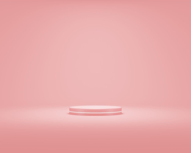 PSD biały neonowy podium różowy kolor z różową sceną tła dla produktów do wyświetlania ulotek