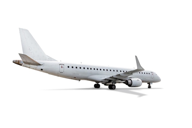 PSD biały nowoczesny samolot pasażerski na białym tle
