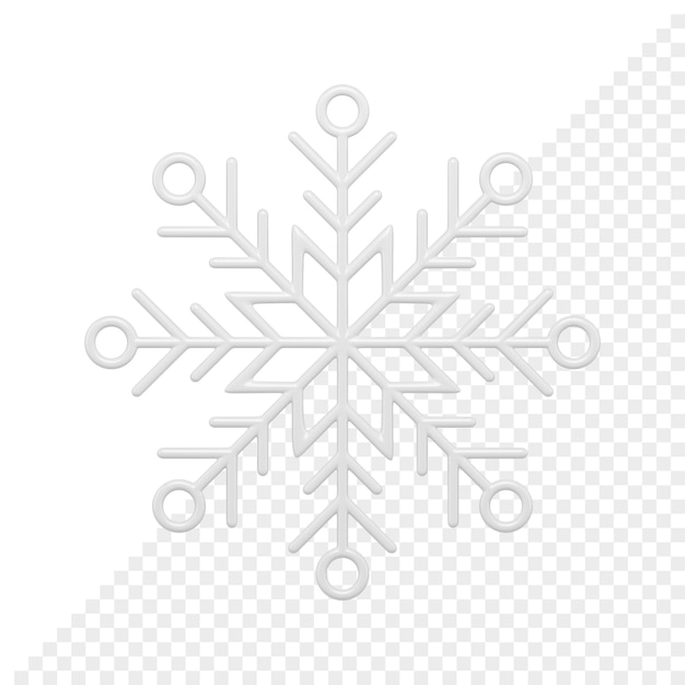PSD biały płatek śniegu renderowany 3d z bożonarodzeniową kryształową ozdobą
