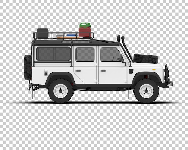Biały realistyczny SUV na przezroczystym tle ilustracja renderowania 3d