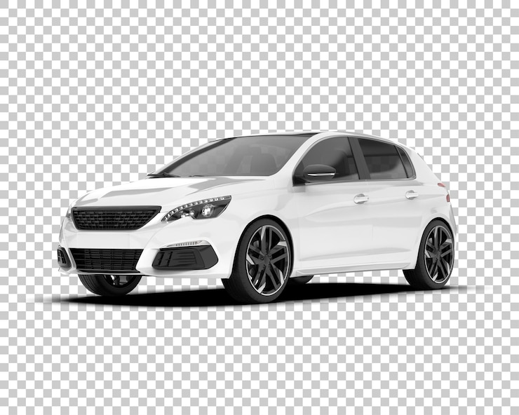 PSD biały samochód miejski na przezroczystym tle ilustracja renderowania 3d