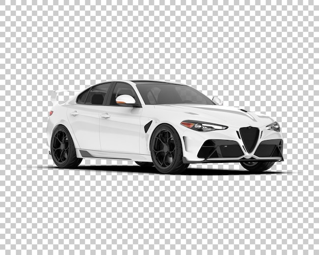 Biały samochód sportowy na przezroczystym tle ilustracja renderowania 3d