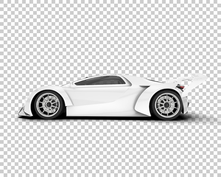 PSD biały samochód sportowy na przezroczystym tle ilustracja renderowania 3d