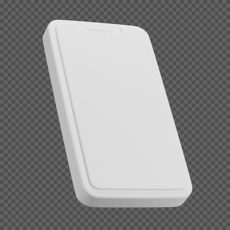 PSD biały smartfon renderowany w 3d na przezroczystym tle