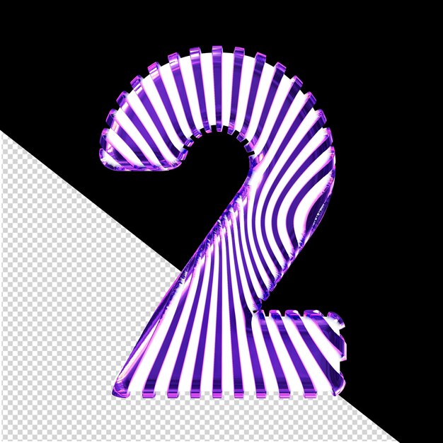 PSD biały symbol 3d z bardzo cienkimi fioletowymi paskami numer 2