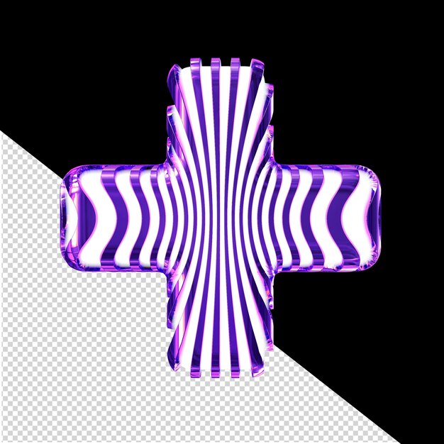 PSD biały symbol 3d z bardzo cienkimi fioletowymi paskami