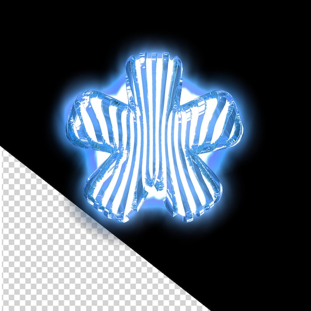 PSD biały symbol 3d z bardzo cienkimi niebieskimi świetlnymi pionowymi paskami