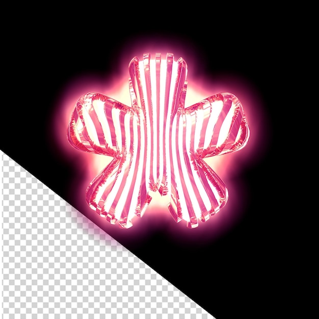PSD biały symbol 3d z bardzo cienkimi świecącymi różowymi pionowymi paskami