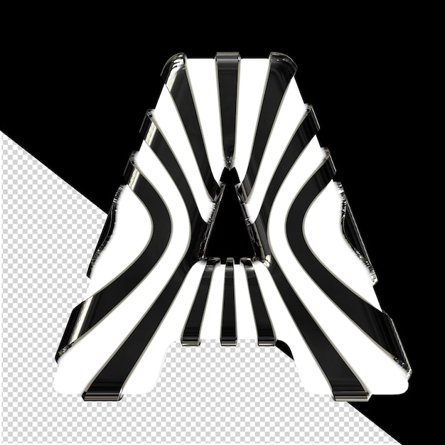 Biały Symbol 3d Z Czarnymi Cienkimi Pionowymi Paskami Litera A