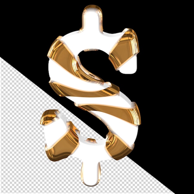 PSD biały symbol 3d z grubymi złotymi paskami