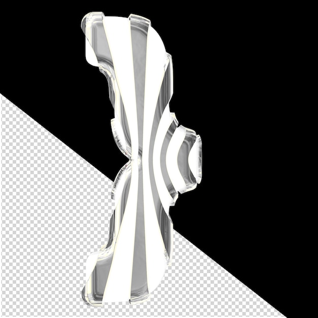 PSD biały symbol 3d z srebrnymi cienkimi pionowymi paskami