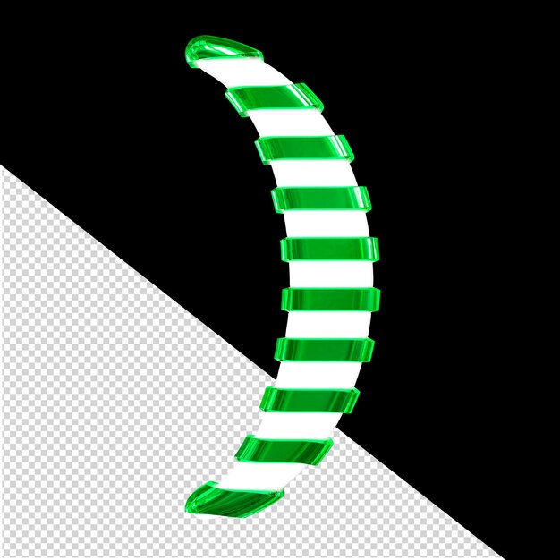 PSD biały symbol 3d z zielonymi cienkimi poziomymi paskami