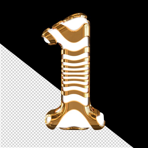 Biały symbol 3d ze złotymi paskami numer 1