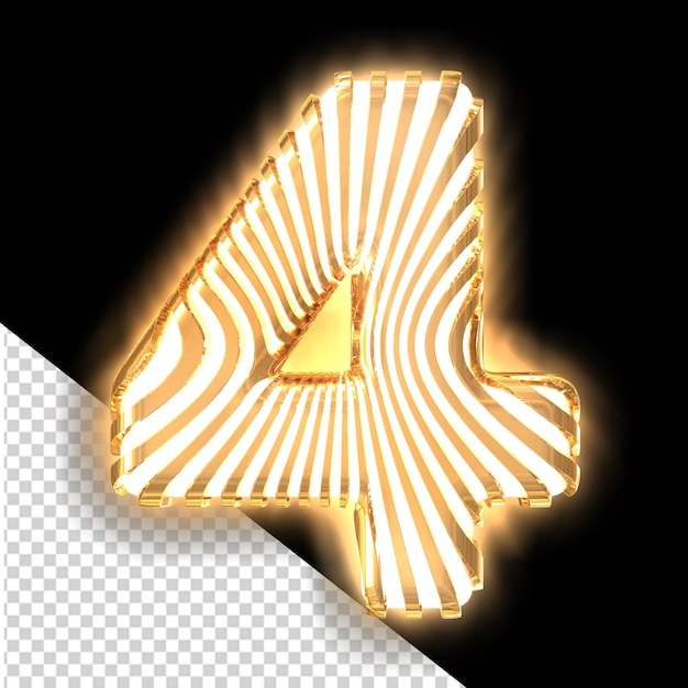 PSD biały symbol z bardzo cienkimi świetlnymi pionowymi taśmami numer 4