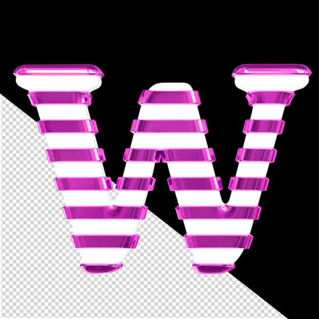 PSD biały symbol z fioletowymi cienkimi horyzontalnymi paskami litera w