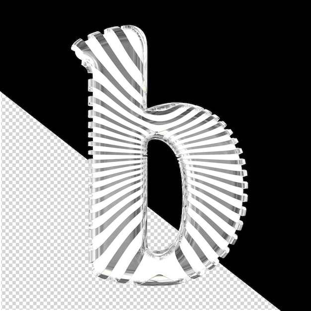 PSD biały symbol z srebrnymi, bardzo cienkimi poziomymi paskami litera b