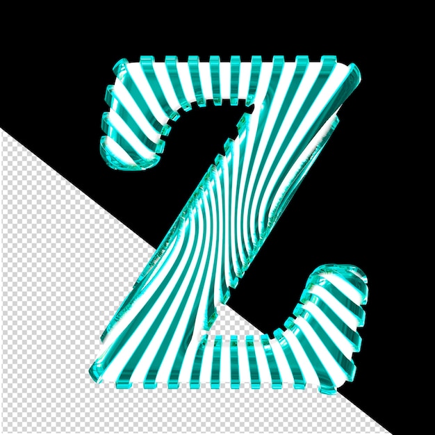 PSD biały symbol z turkusowymi pionowymi ultradrobnymi paskami litera z