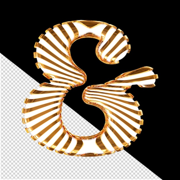 PSD biały symbol ze złotymi bardzo cienkimi poziomymi paskami